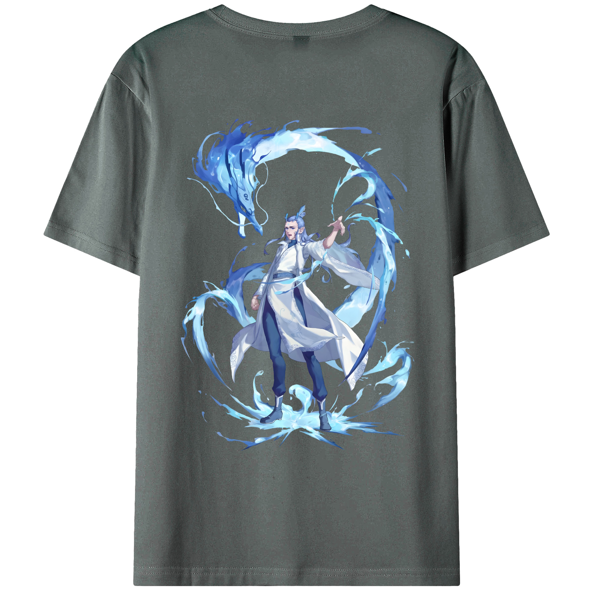 （画像用） Ne Zha 2 ナタ 魔童の大暴れ 綿100％ メンズ半袖Tシャツ（バックプリント） 通気性